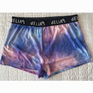 dELiA*s 90s Revival Tie Dye Womens Boxer Style Pajama Shorts Elastic Size L